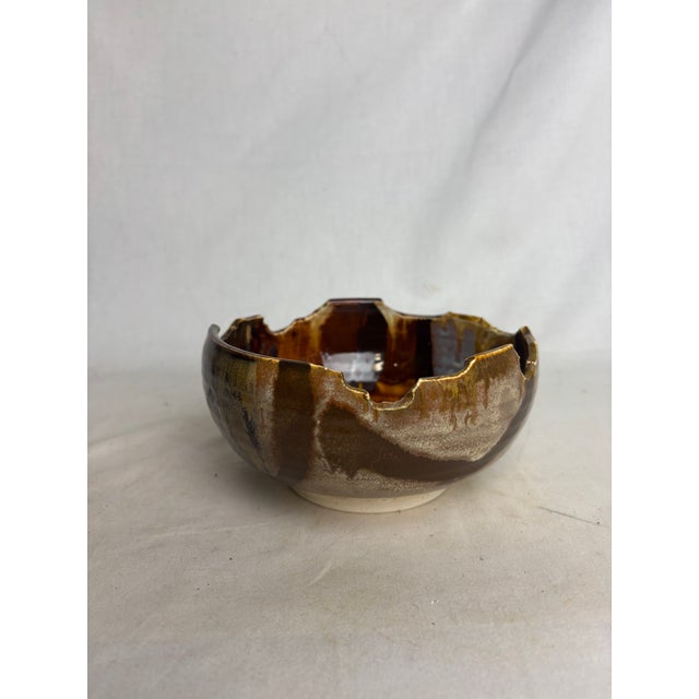 Abstract Organic Pottery Bowl by Flynn Sochon W/ Deckled Rim For Sale - Image 3 of 8