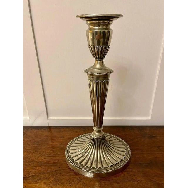 Antique Edwardian Silver Painted Candlesticks, Set of 2 For Sale - Image 3 of 9