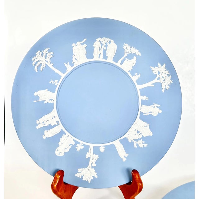 Mediterranean Vintage Wedgwood Jasperware Pale Blue Cake Plate – Sacrifice Pattern – (Sold Individually) For Sale - Image 3 of 5