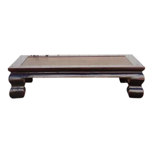 Large Elm and Rattan Coffee Table