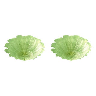 Venetian Green Leafs Murano Style Glass Flush Mounts, from Simoeng, Set of 2 For Sale
