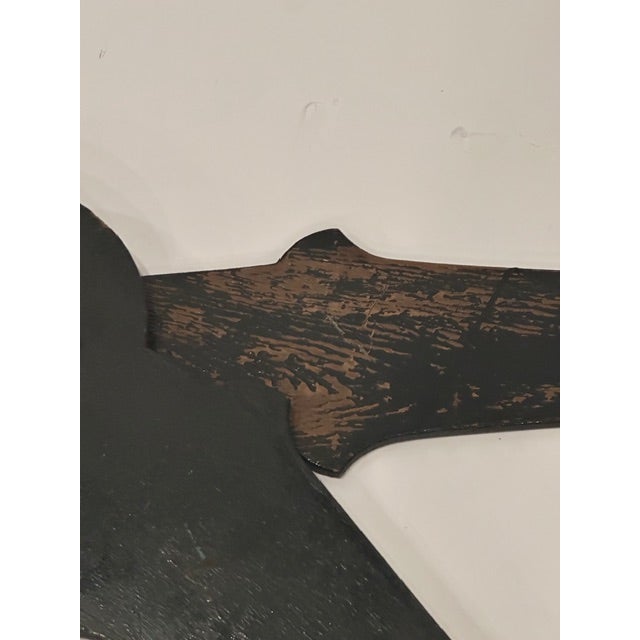 Brown Rustic Found Carved Wooden Clock Tower Hands For Sale - Image 8 of 15