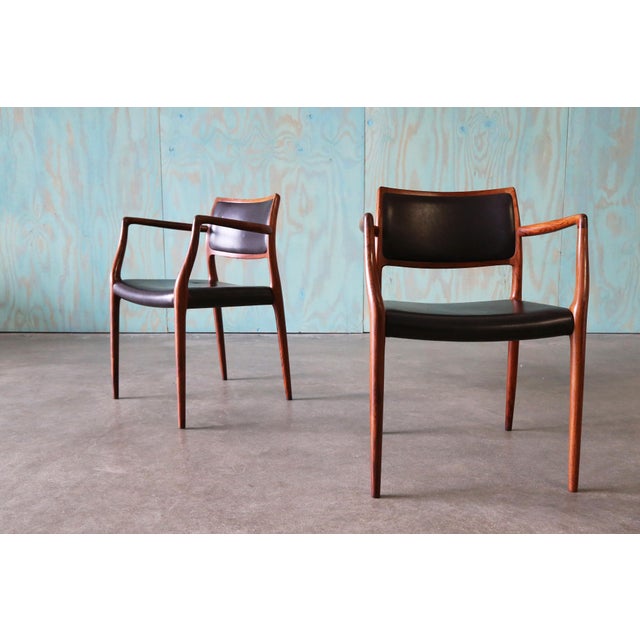 Pair of Rosewood Niels Moller Model 65 Carver Armchairs C 1960s Danish For Sale - Image 6 of 17