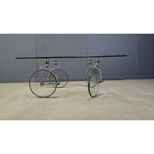 Glass Glass Coffee Table with Wheels by Gae Aulenti, 1980s For Sale - Image 7 of 13