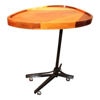 1990s Mid Century Modern Side Table Custom Wood Top For Sale