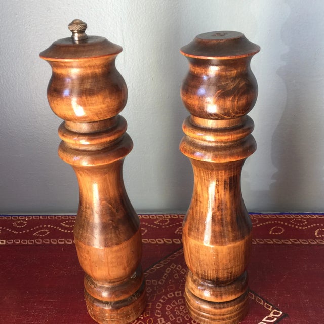 American 1970s Wooden Salt & Pepper Shakers For Sale - Image 3 of 6