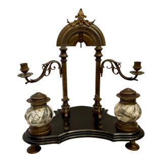 Superior 19th Century Double Inkwell Desk Set For Sale