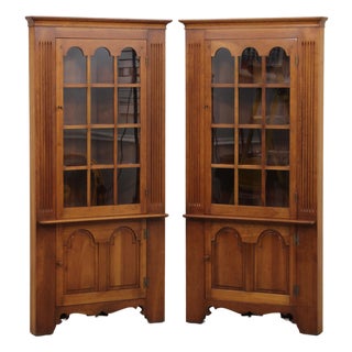 Pair Stickley Cherry Valley Corner China Cabinets For Sale