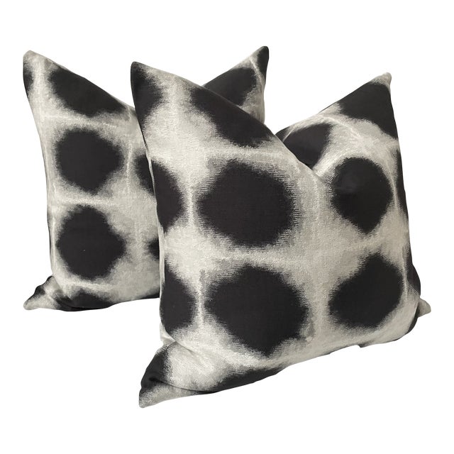 Big Dot Grey / Black Pillows- a Pair For Sale