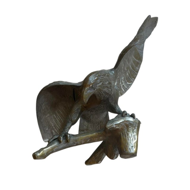 Antique Solid Brass Eagle Statue For Sale In Los Angeles - Image 6 of 9