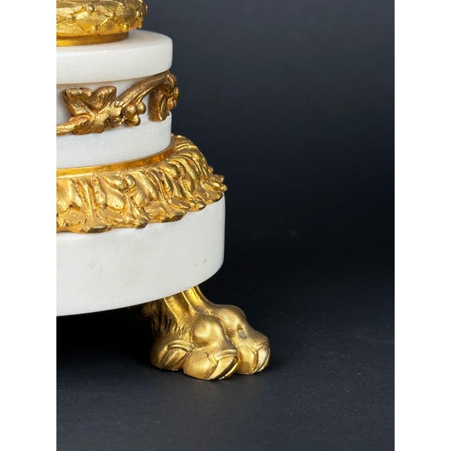 Stone Pair of White Marble Ormolu Mounted Urns, France, Circa 19th C For Sale - Image 7 of 10