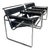 Pair of Chromed Tubular Steel and Black Leather Wassily Chairs - Marcel Breuer for Knoll Furniture For Sale