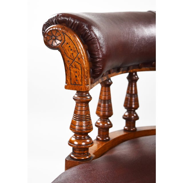 19th Century Victorian English Oak Armchair For Sale - Image 9 of 10