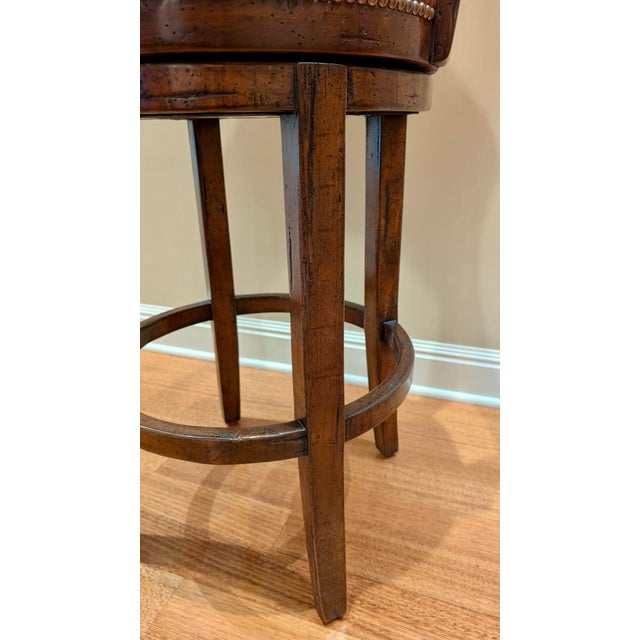 Animal Skin Alder & Co Swivel Bar Stools With Leather Seats For Sale - Image 7 of 10