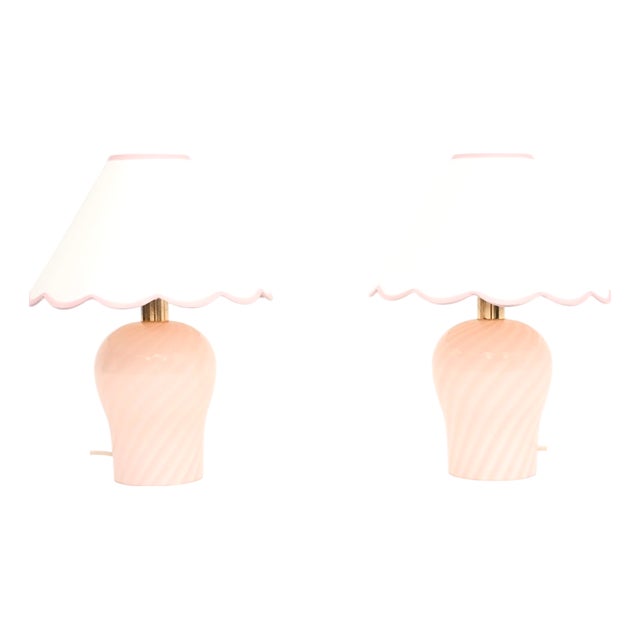 Vintage Italian Murano Glass Table Lamps from Da Vinci, 1980s, Set of 2 For Sale