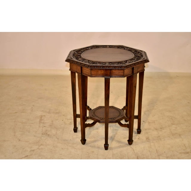 Very unusual late 19th century oak side table from England. The table is a great form. It has an octagonal top, which is...