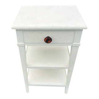 1990s White Painted Nightstand With Drawer & Open Shelving For Sale