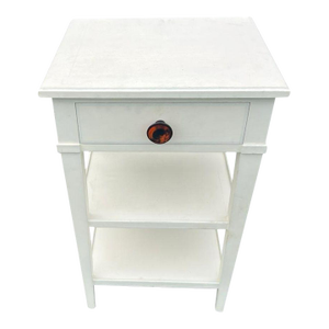 1990s White Painted Nightstand With Drawer & Open Shelving