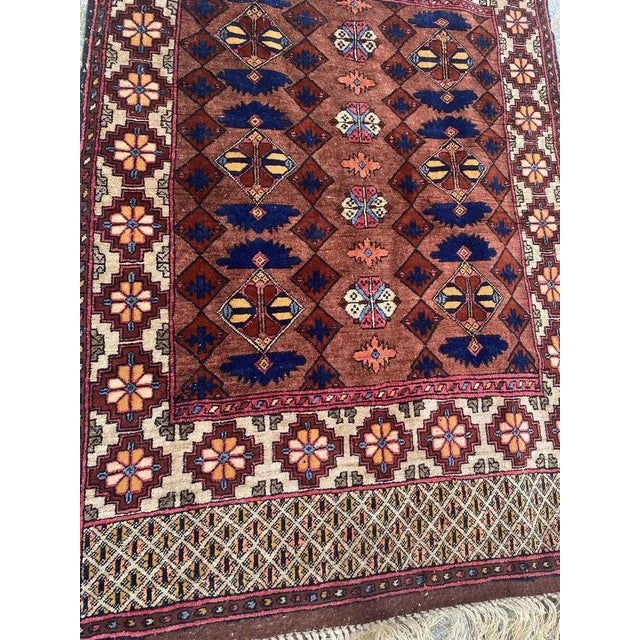 Blue Vintage Silk Turkmen Rug For Sale - Image 8 of 18