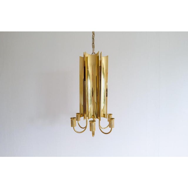 Gold Reflex Pendant Light in Brass by Pierre Forssell for Skultuna, Sweden, 1960s For Sale - Image 8 of 18