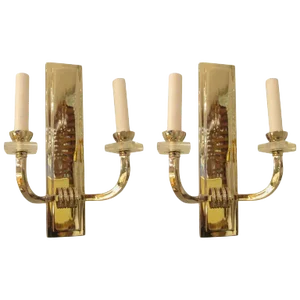 Bespoke Nickel-Plated Two Arms Sconces - a Pair