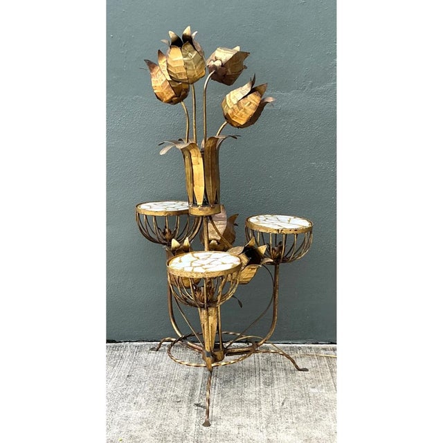 Mid 20th Century Mid-Century Modern Italian Tole Flower Floor Lamp For Sale - Image 12 of 12