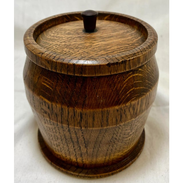 Antique Ceramic Lined Oak Wood Tea Jar/Caddy From England - Circa 1900 For Sale - Image 9 of 9