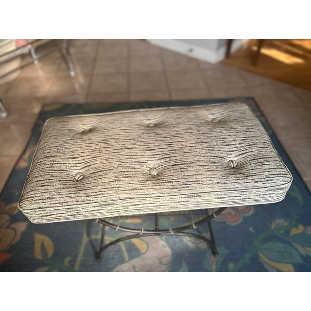 Metal 1960s Mid-Century Modern Vanity Seat For Sale - Image 7 of 11