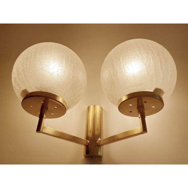 Vintage Space Age Glass and Brass Sconces, Set of 2 For Sale - Image 9 of 18