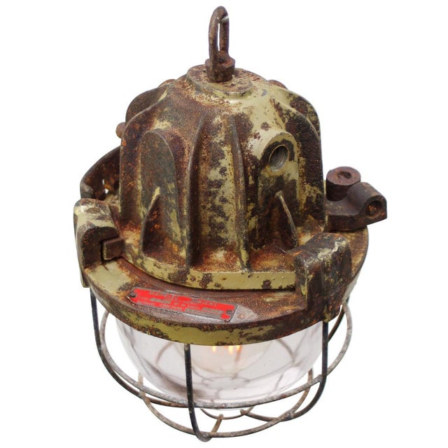 Industrial Vintage Industrial French Cast Iron Pendant Lamp by Mapelec Amiens, 1958 For Sale - Image 3 of 5