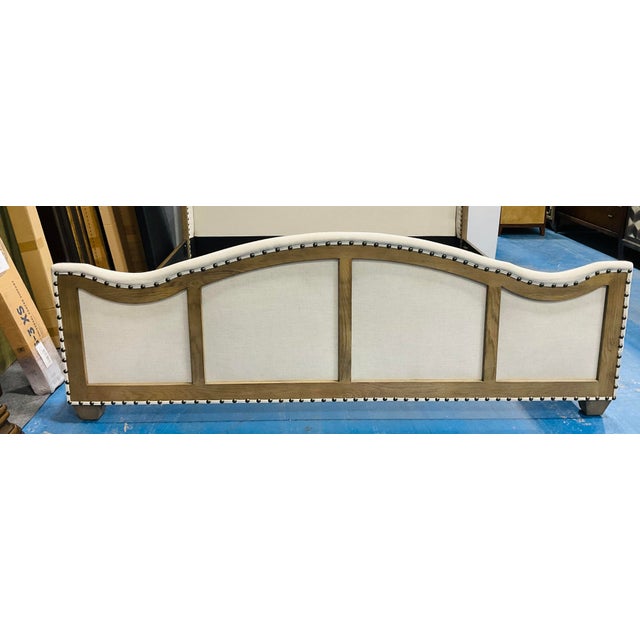 Kincaid Transitional White Linen King Bed Chairish