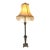 1970s Traditional Silver Metallic Table Lamp With Beige Bell Fringe Shade For Sale