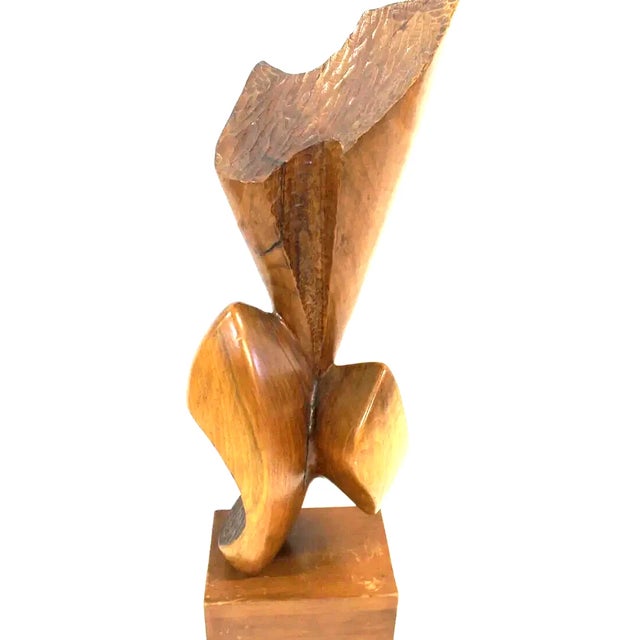 Torso Wood carving 25.5 x 8.5 x 9.5 in. 29.5x 8.5 x 9.5 in. with the base Signed, tilted Circa 1940 UNIQUE