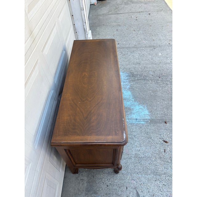 Brown French Provincial Walnut Dresser | Lowboy Chest | Louis XV Style Vintage Wood Dresser | Tv Stand | Traditional Bedroom Storage Furniture For Sale - Image 8 of 12