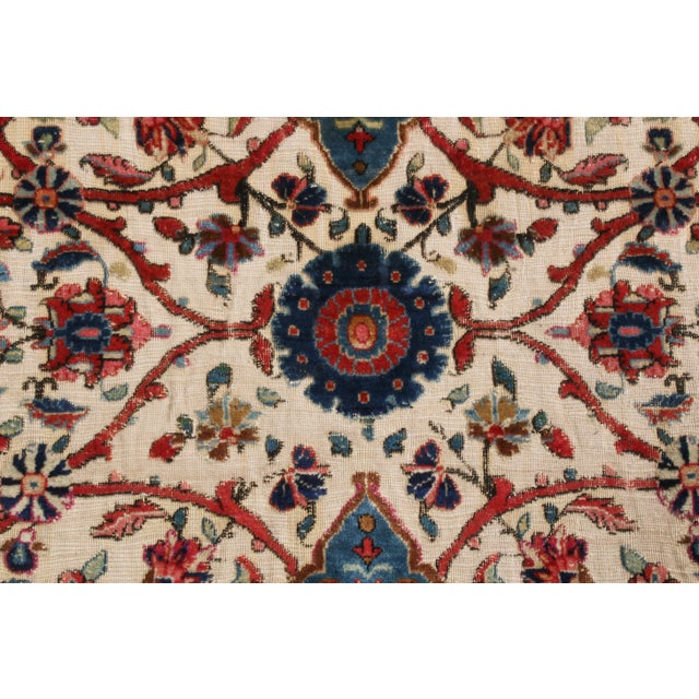 Antique Kashan Traditional Red and Beig Silk Persian Rug For Sale In New York - Image 6 of 7