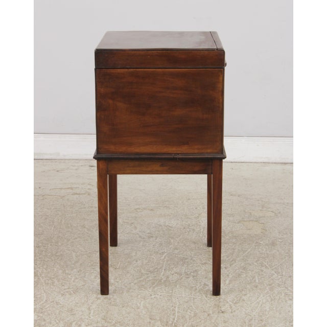 Antique Early 19th C. Flame Walnut Wine Cellarette on Stand For Sale - Image 4 of 14