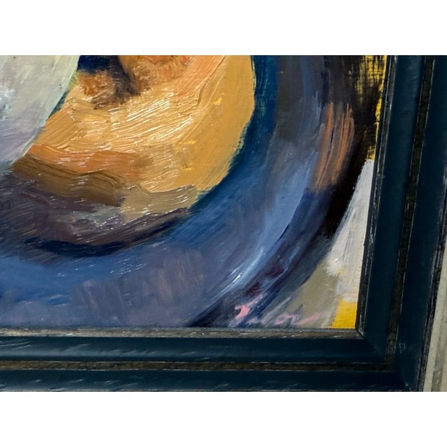 1990s Original Expressionism Stefanie Lalor 2 Donuts Still Life Oil Painting on Board For Sale - Image 4 of 12