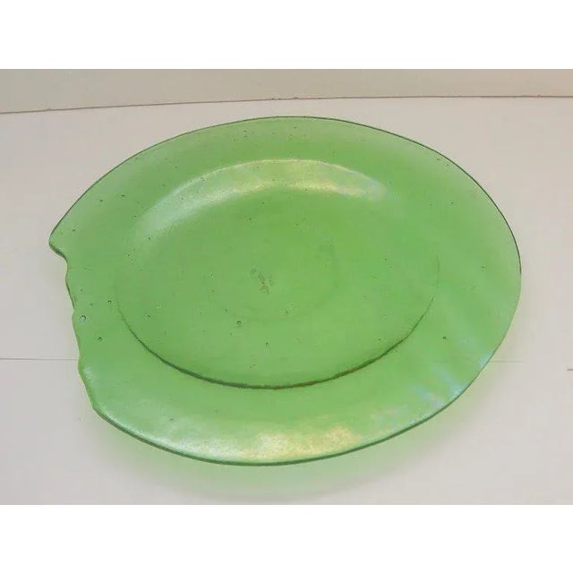 1991 Artisan Signed Green Glass Dinnerware - Set of 3 For Sale In West Palm - Image 6 of 10