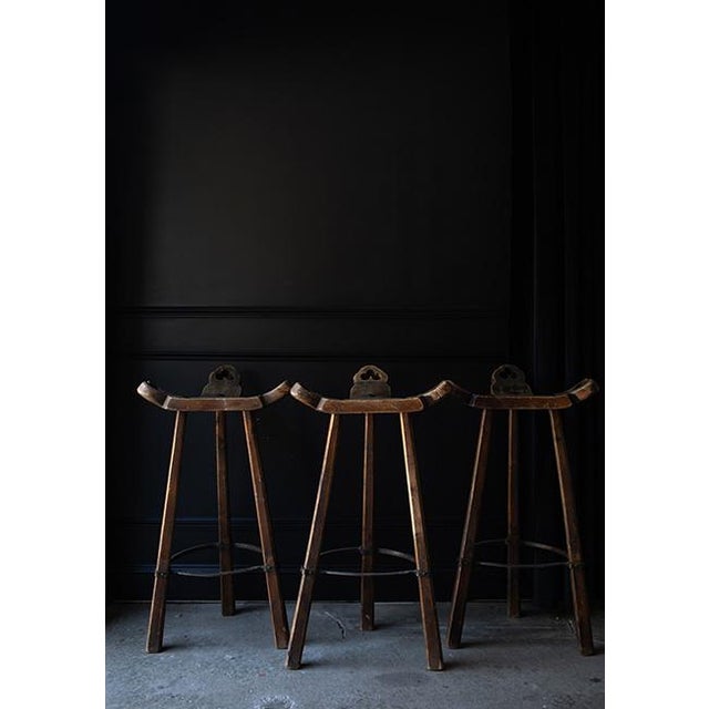 Mid-Century Modern Vintage Mid-Century Spanish Brutalist Marbella Bar Stools, Set of 3 For Sale - Image 3 of 18