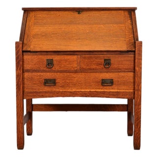 Stickley Brothers Antique Mission Oak Arts & Crafts Drop Front Secretary Desk, Circa 1900 For Sale