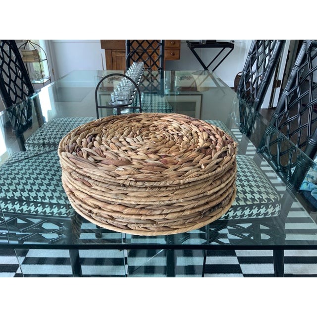1980s Natural Round Woven Raffia Placemats - Set of 8 For Sale - Image 13 of 13