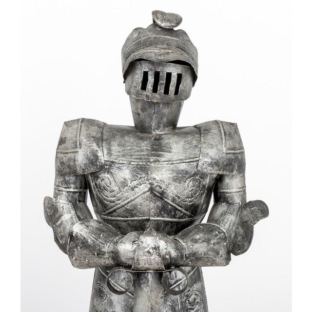 Contemporary Painted Tin Knight in Armor Sculpture For Sale - Image 3 of 11
