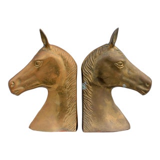 Brass Horse Bookends - a Pair For Sale