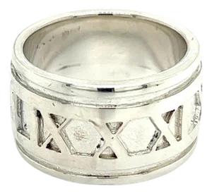Tiffany & Co Estate Atlas Ring Size 5.25 Silver 11 mm