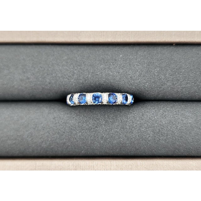 3.68 Ct Sapphire & Diamond Eternity Band Size 6.5 For Sale - Image 4 of 9