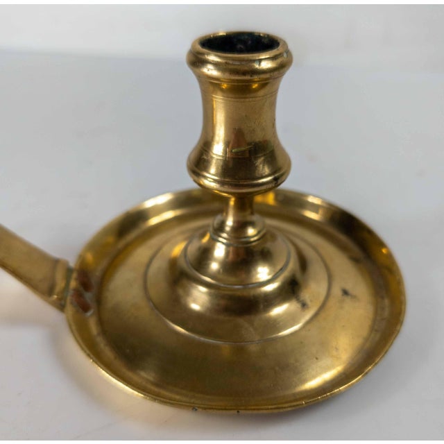 Metal 18th Century French or Flemish Brass Frying Pan Skillet Chamber Candlestick For Sale - Image 7 of 14