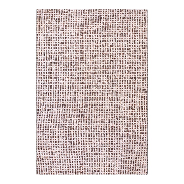 1960s Ivory Minimalist Vintage Art Moderne Rug Handmade 6' X 9' 6" Wool Carpet For Sale