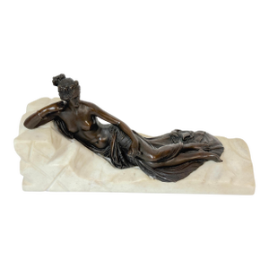 Exquisite Bronze & Marble Reclining Venus Holding Pomegranate, After Canova