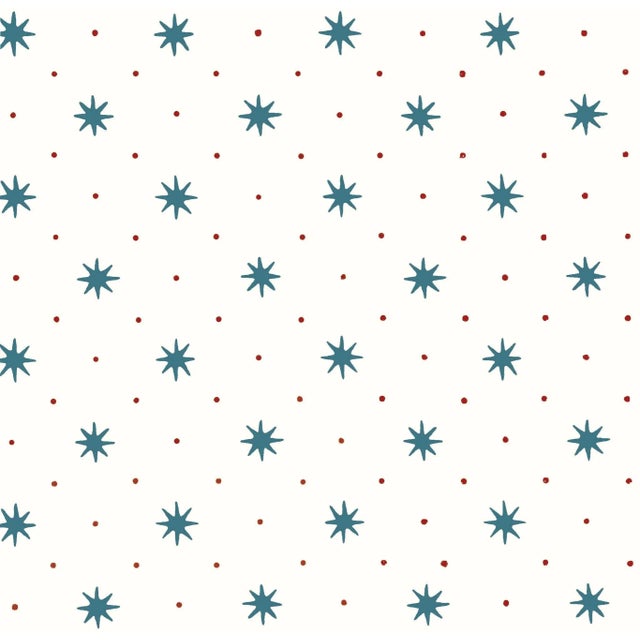 Sister Parish Serendipity Wallpaper in Blue Red For Sale