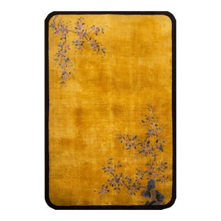 1920s Yellow Gold Open Field Floral Antique Chinese Art Deco Carpet 5'10" X 8'8" by Nichols Atelier Wool Rug For Sale